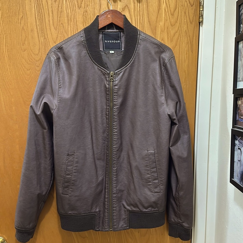 Brown faux-leather jacket